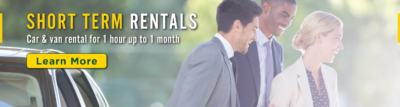 Short Term Rentals - Car & Van rental for 1 hour up to 1 month. Click here to learn more.